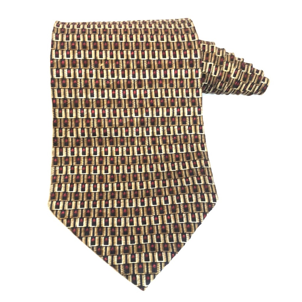 Tuomo Bianchi Silk Tie Red Gold Black
